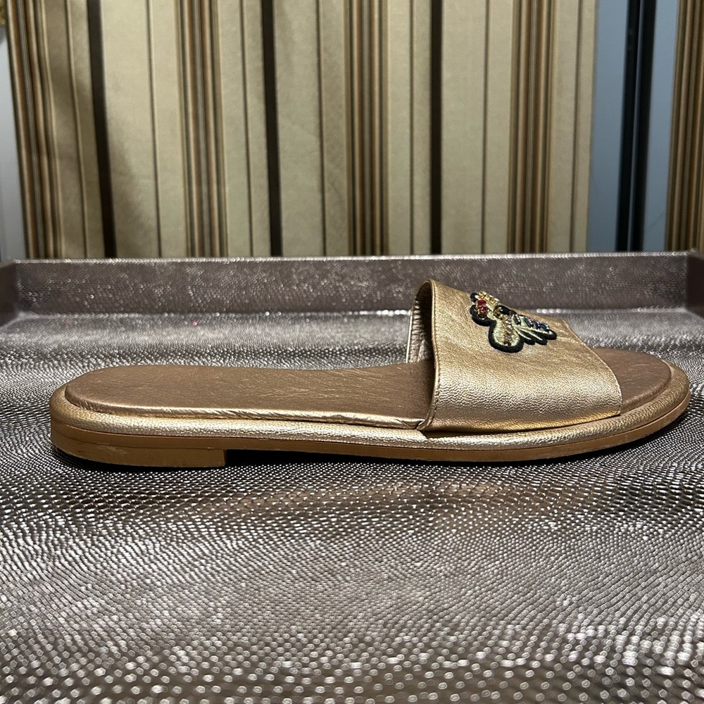 Metallic leather sandal - Picture 4 of 11
